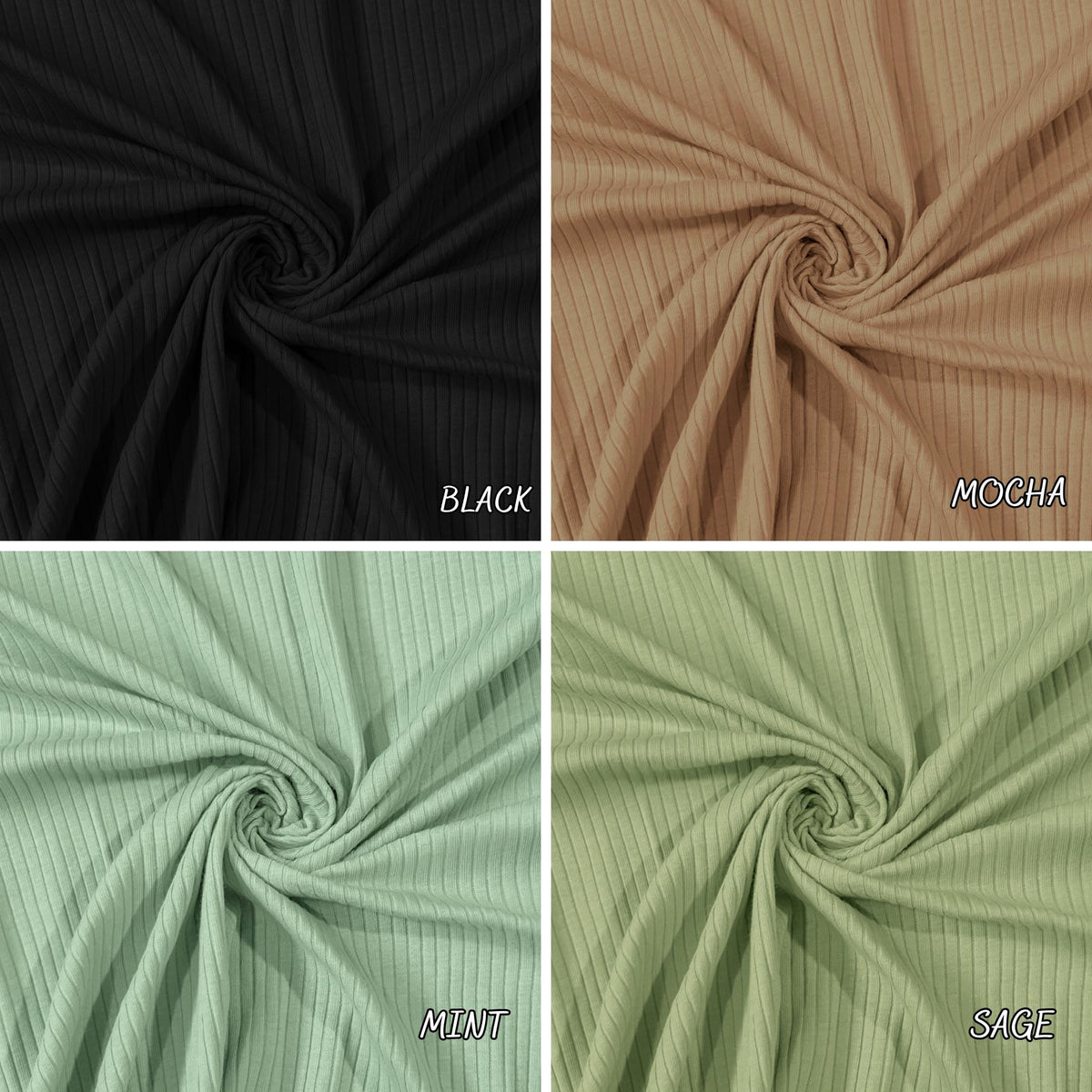 Cotton Rib 5x2 Solid Color. 60" width. Fabric By The Yard. for T-Shirts - Clothing Trim, Cuffs, Collars - 40-Yard Roll