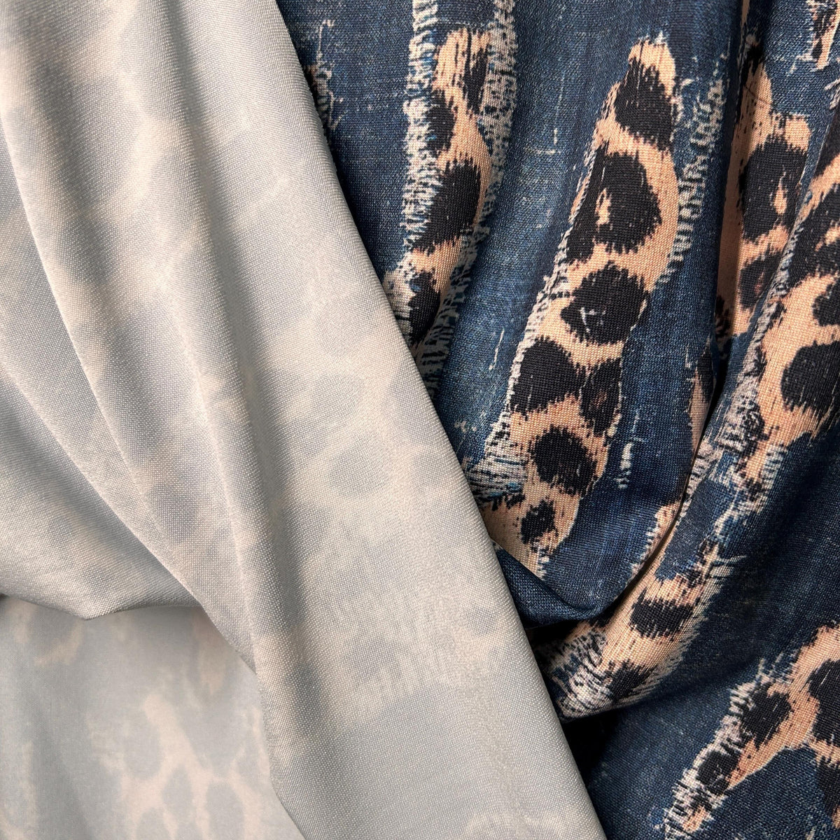 Denim Fabric, 60-Inch Animal Print Yardage With Woven Texture