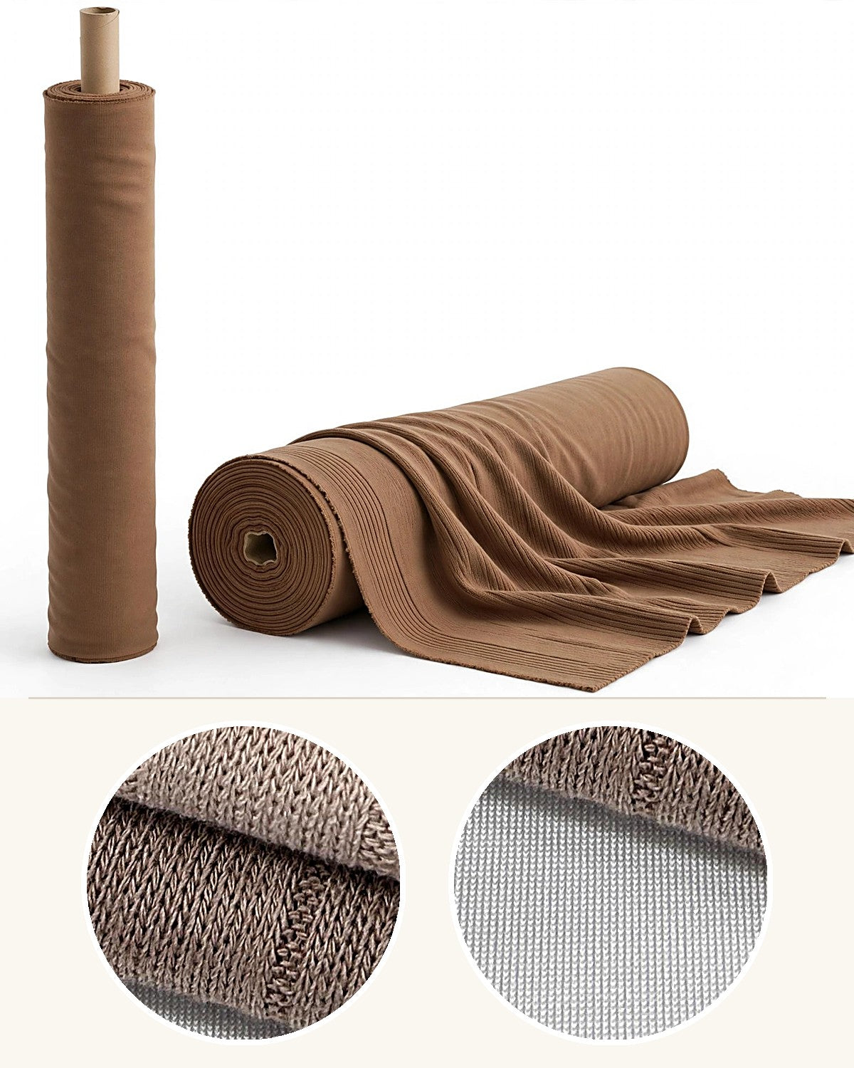 Band Rib fabric 60" width. Fabric By The Yard. brown tone, fall color. Solids variety, fabric by yard, sweatshirts, tops , children's wear - 40-Yard Roll