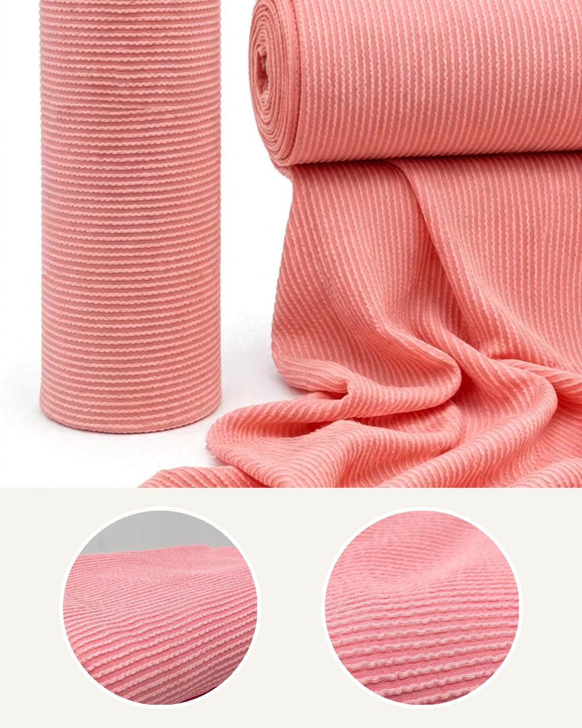 Waved Urban Rib Knit Fabric By The Yard, Soft Stretch Cotton Blend-HE114 - 40-Yard Roll