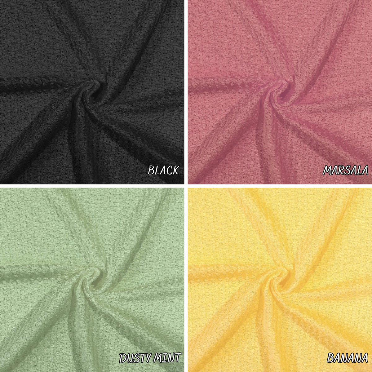 Waffle Knit Fabric, Rayon-Poly-Span Blend By The Yard