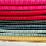 Rib knit fabric 2x1 . 60 inch width Baby Rib. Athena PD. 17 multicolor.  dress, top, stripe rib stretch. - 40-Yard Roll