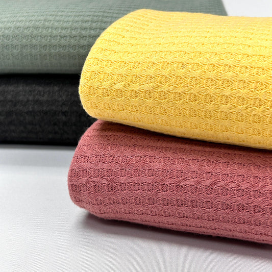 Waffle Knit Fabric, Rayon-Poly-Span Blend By The Yard