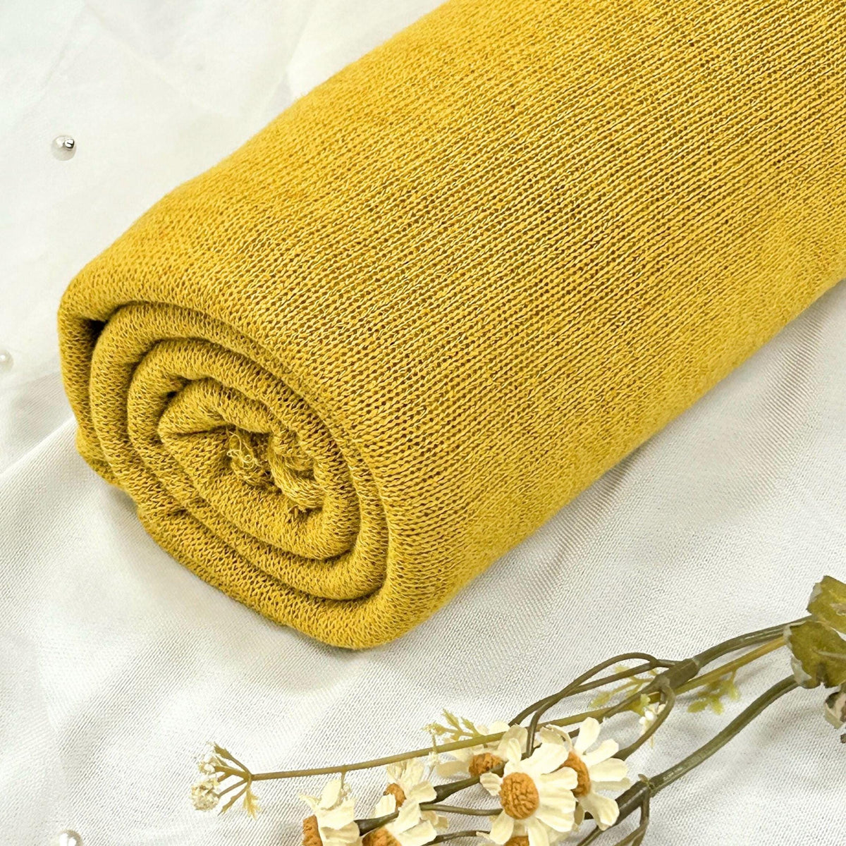Log-PD Solid Color. light and soft Hacci. for cardigan, top, warm knit. yellow tone. fall fabric. - 40-Yard Roll