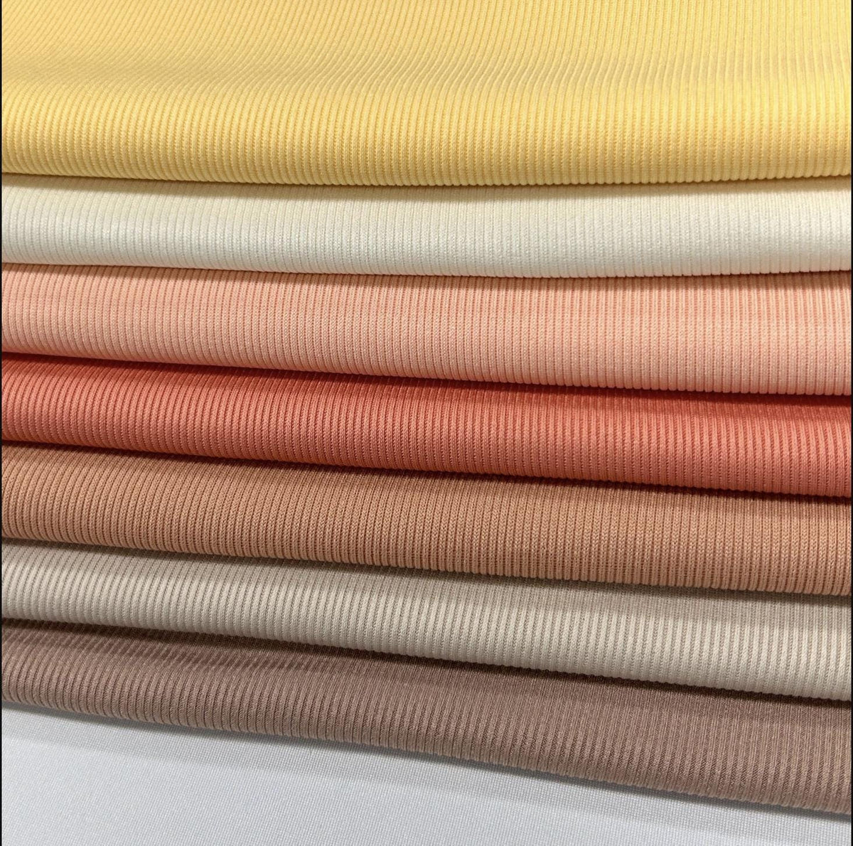 Rib knit fabric 2x1 . 60 inch width Baby Rib. Athena PD. 17 multicolor.  dress, top, stripe rib stretch. - 40-Yard Roll