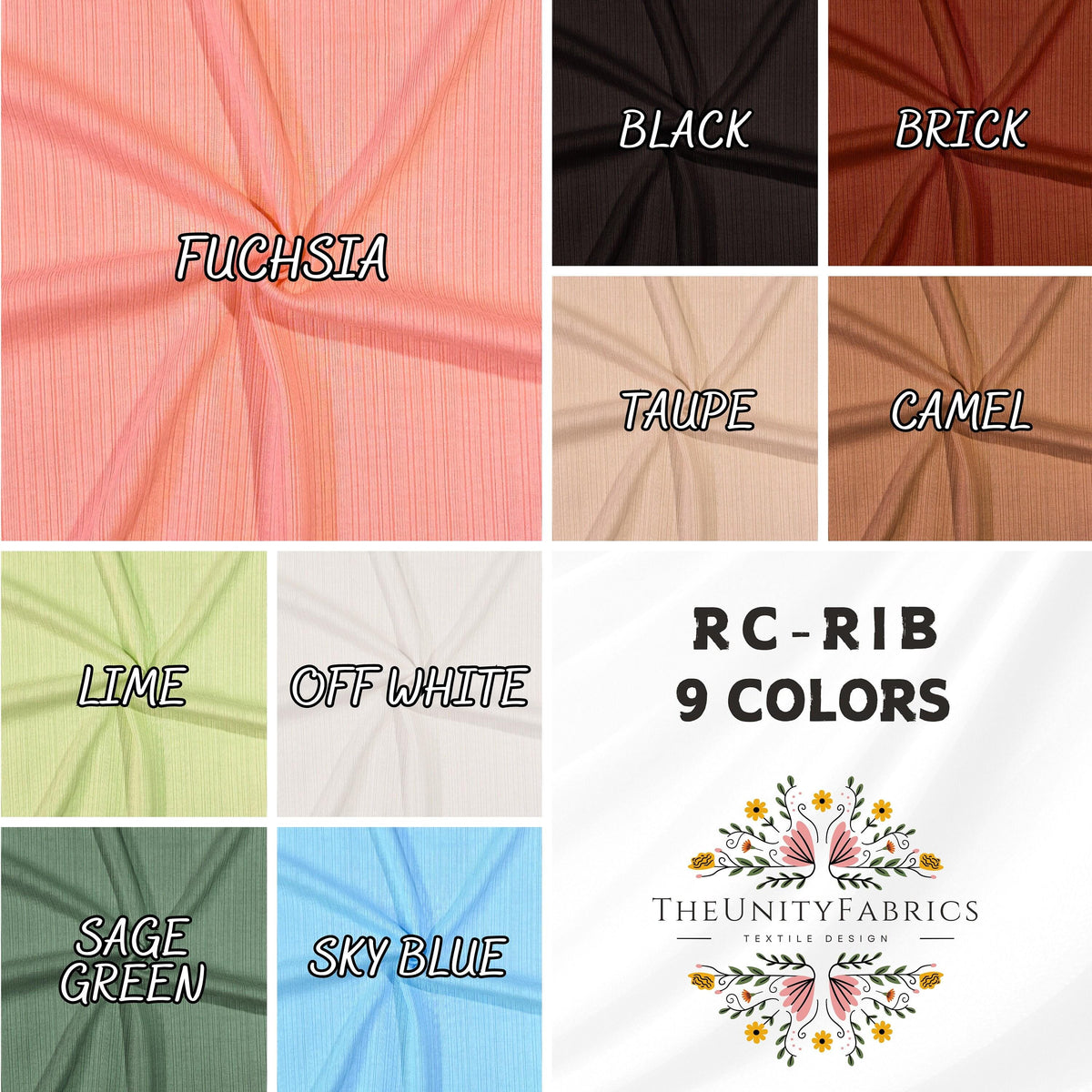 RC-Rib fabric. 60" width. Fabric By The Yard. wholesale fabric Fabric used to make clothes. - 40-Yard Roll