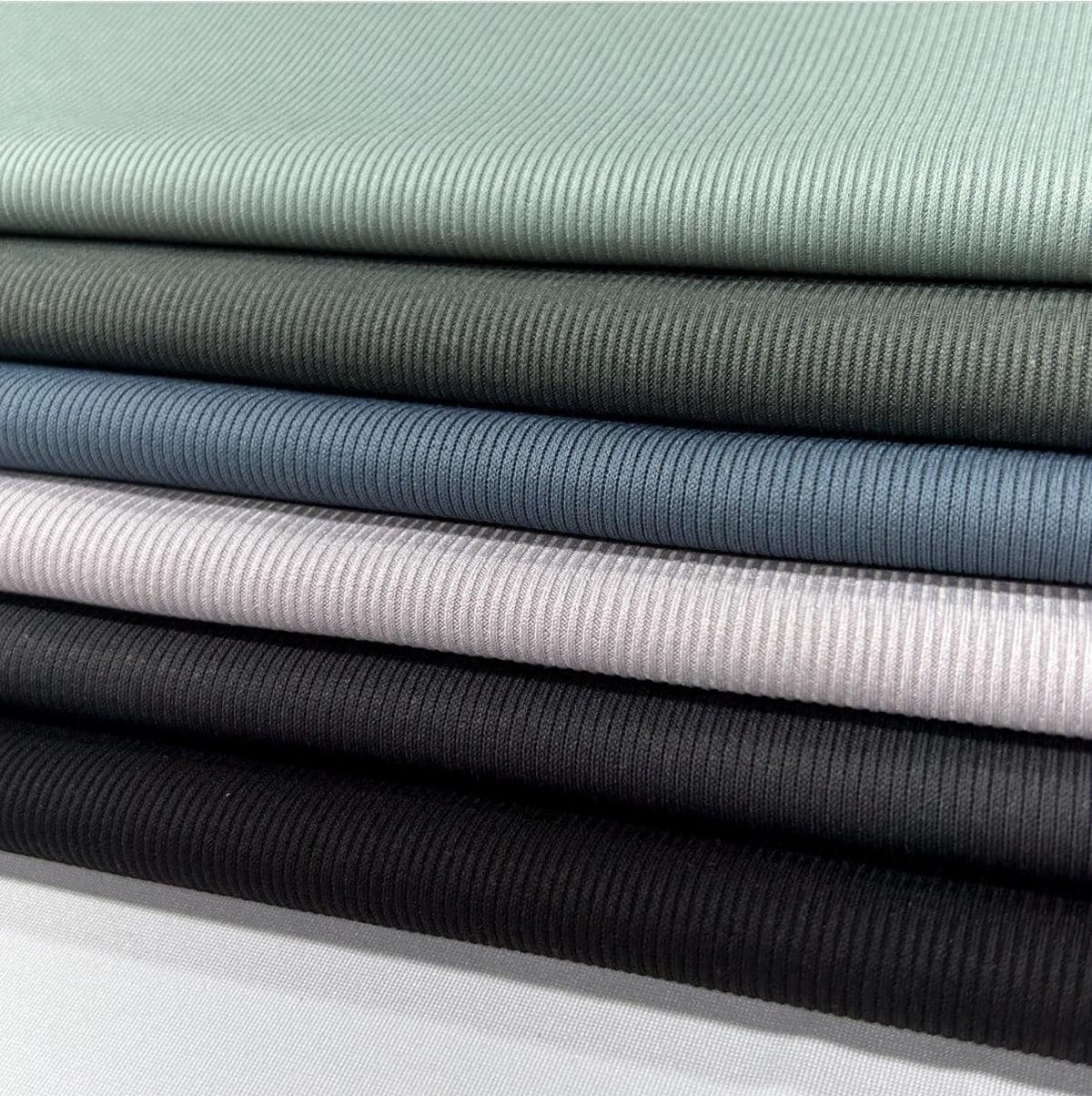 Rib knit fabric 2x1 . 60 inch width Baby Rib. Athena PD. 17 multicolor.  dress, top, stripe rib stretch. - 40-Yard Roll