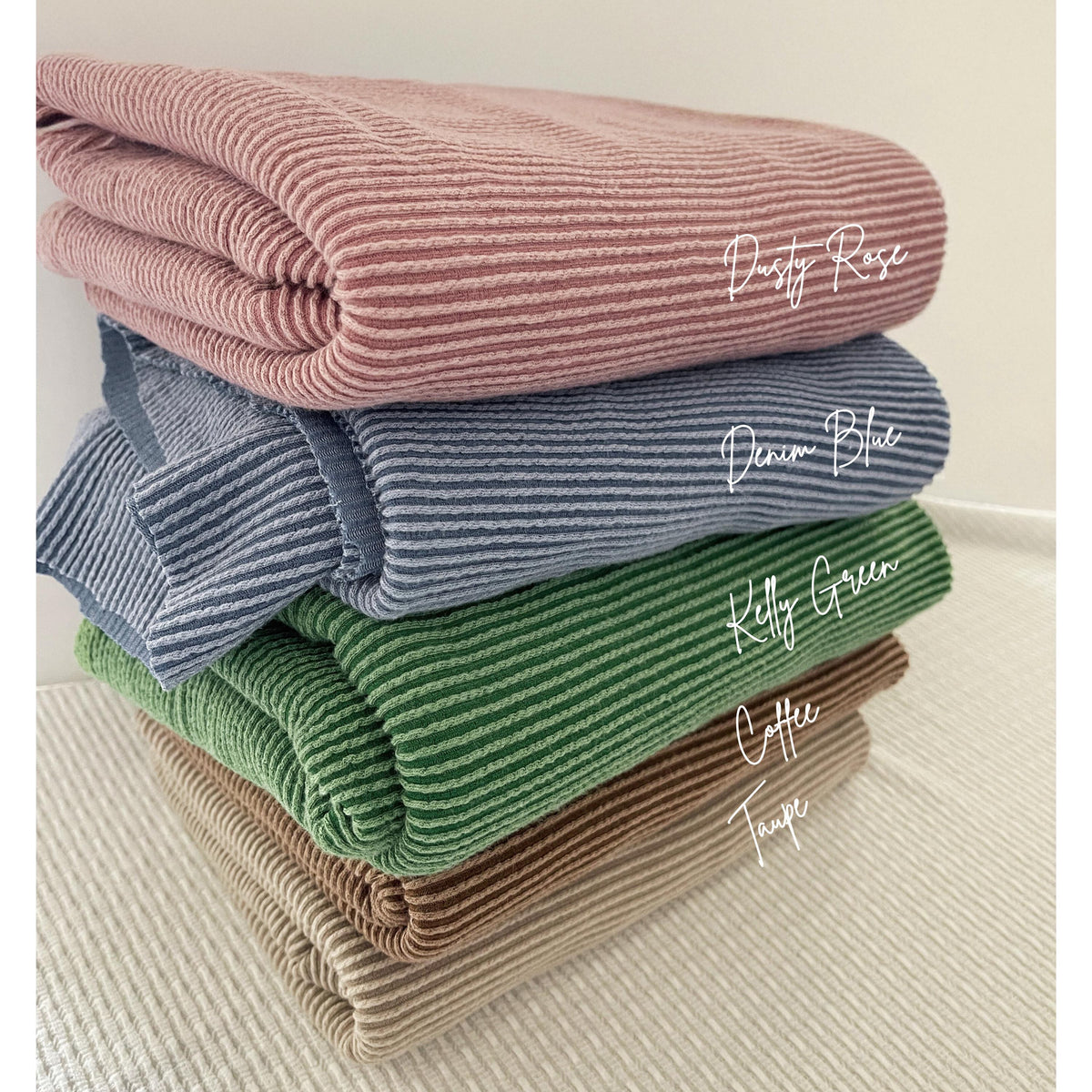 Rib Knit Fabric By The Yard, Wavy Ribbed Texture in Multiple Colors HE114