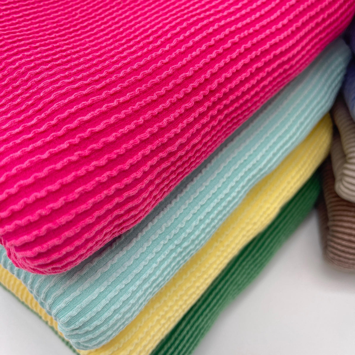 Waved Urban Rib Knit Fabric By The Yard, Soft Stretch Cotton Blend-HE114
