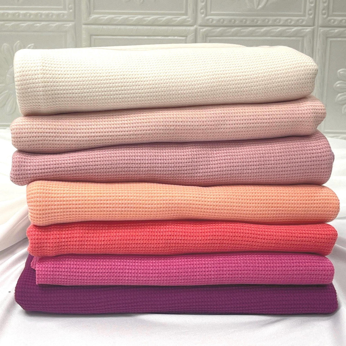 Waffle Knit Fabric-Thermo-PD, Soft Brushed Red Stretch for Apparel