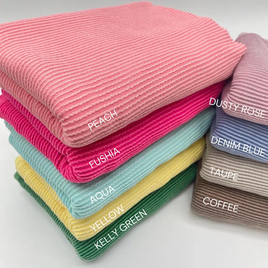Waved Urban Rib Knit Fabric By The Yard, Soft Stretch Cotton Blend-HE114