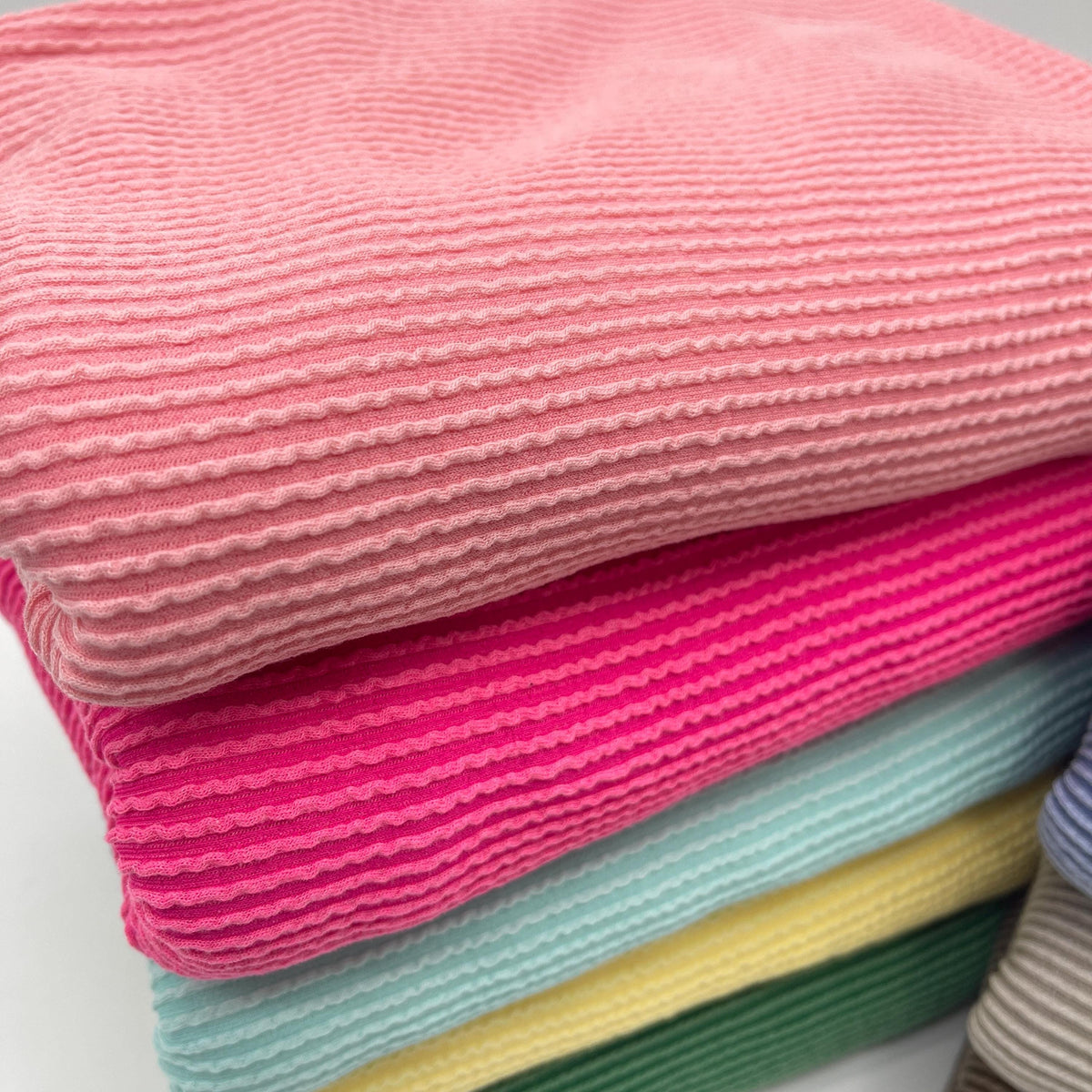 Waved Urban Rib Knit Fabric By The Yard, Soft Stretch Cotton Blend-HE114