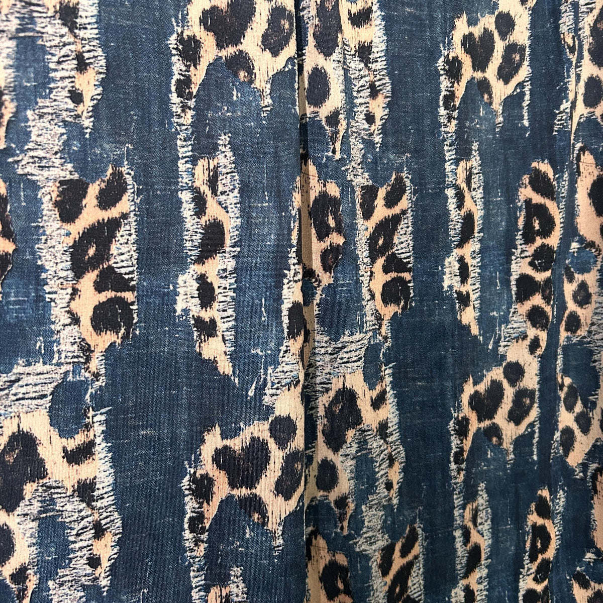 Denim Fabric, 60-Inch Animal Print Yardage With Woven Texture