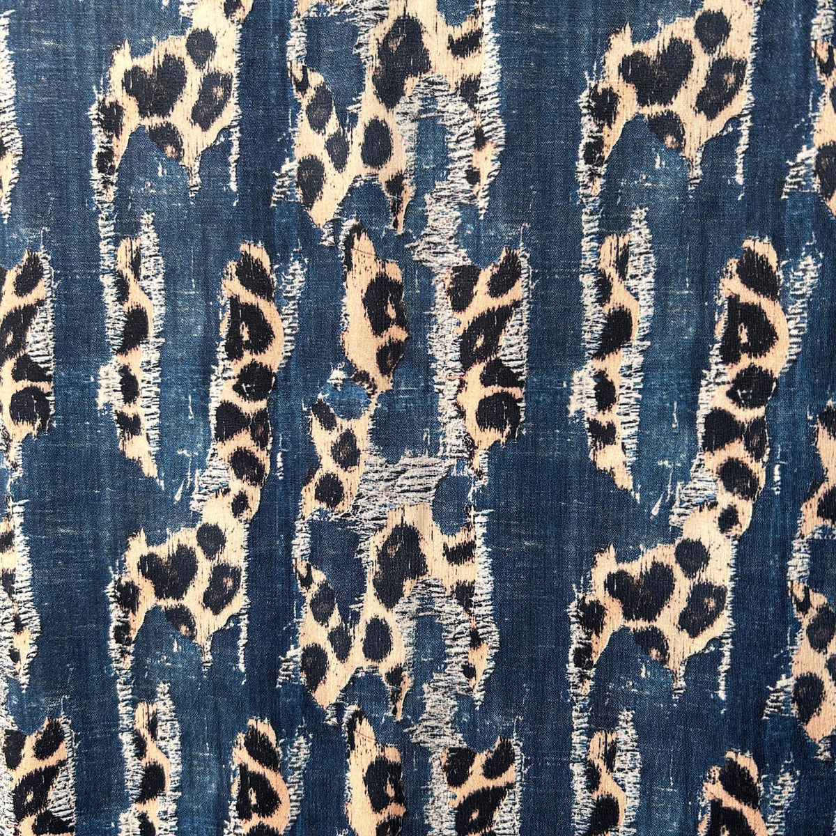 Denim Fabric, 60-Inch Animal Print Yardage With Woven Texture
