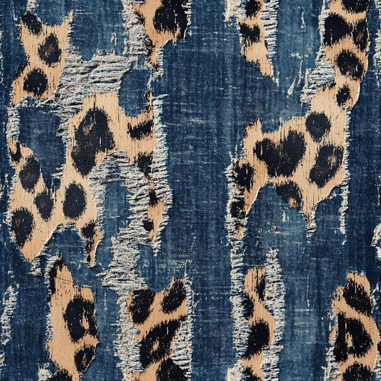Denim Fabric, 60-Inch Animal Print Yardage With Woven Texture