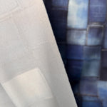 Printed Denim Fabric, Blue Patchwork Texture, 60-Inch Width