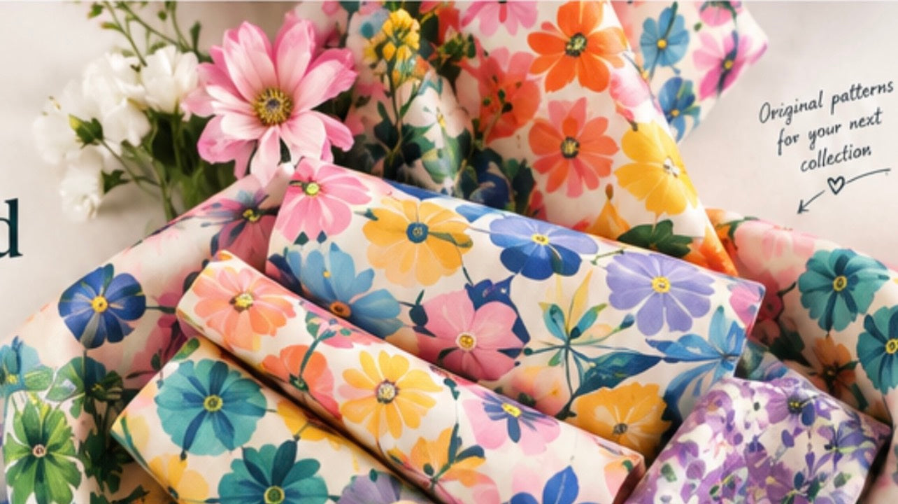 Colorful floral fabric patterns